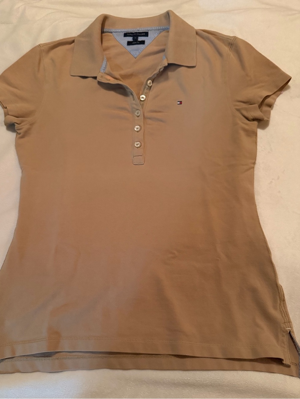 Tommy Hilfiger Women's Polo Shirt - Tan - Slim Fit Sz S